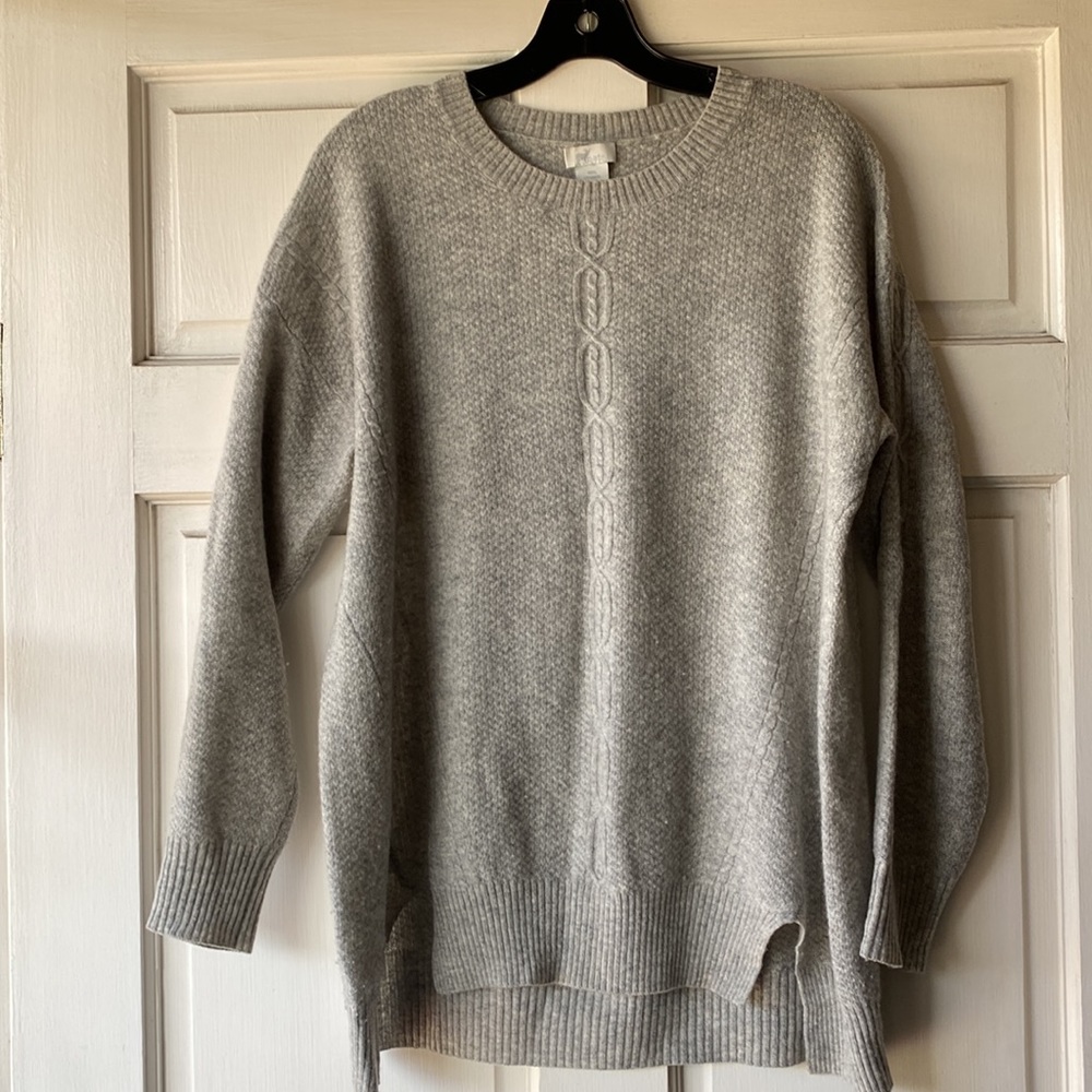 Goats Oats Gray Cashmere pullover Crew neck high and low sweater Size L